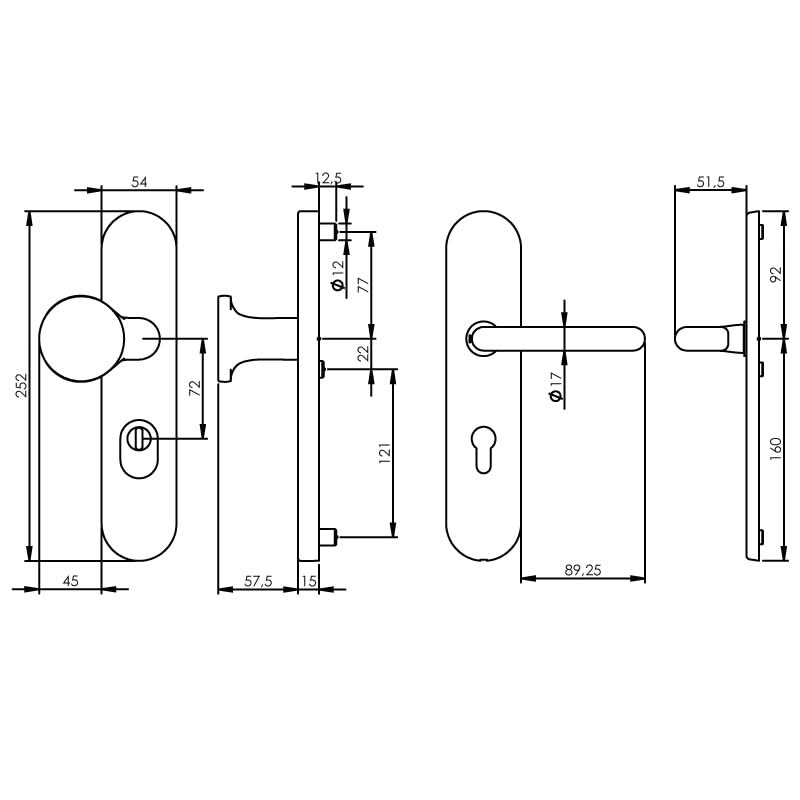 Intersteel veiligheidsbeslag PC72 messing titaan PVD – detail