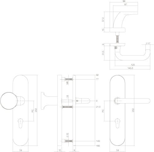 Intersteel veiligheidsbeslag PC72 ovaal messing gelakt SKG*** – detail