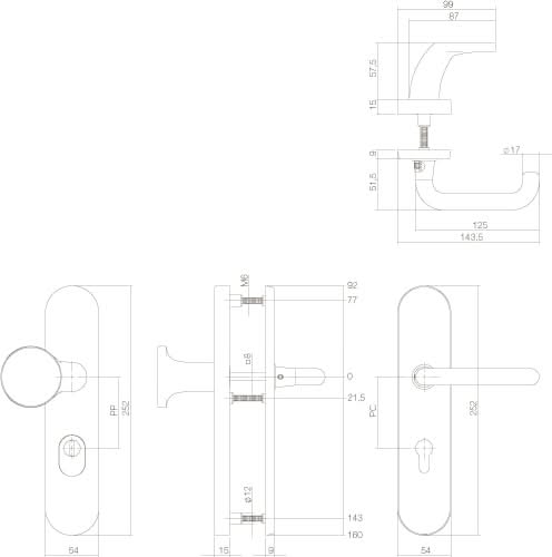 Intersteel veiligheidsbeslag PC72 ovaal chroom SKG*** – detail