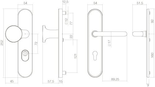 Intersteel veiligheidsbeslag PC72 ovaal messing ongelakt SKG*** – detail