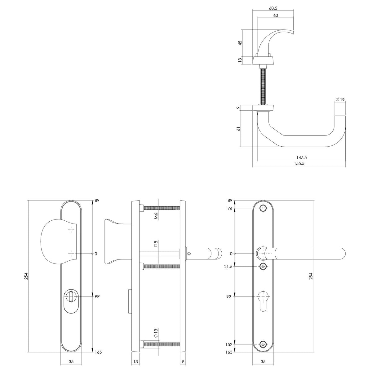Intersteel veiligheidsbeslag verkropt PC92 SKG*** RVS geborsteld – detail