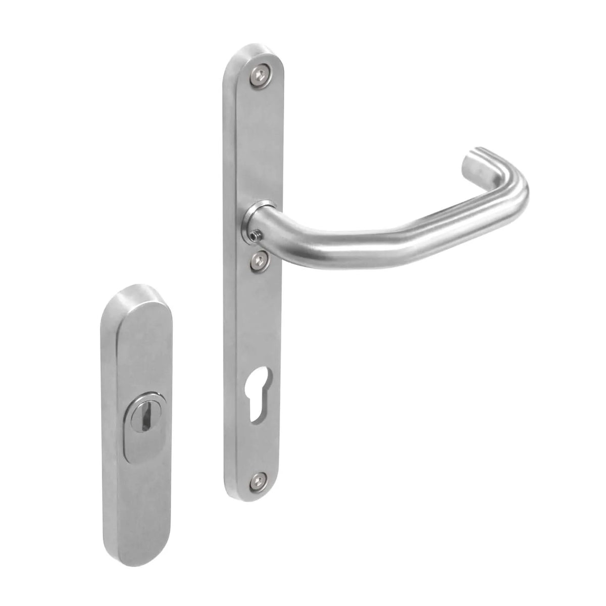 Intersteel veiligheidsbeslag rozet met schild ovaal smal SKG*** RVS geborsteld – gemonteerd