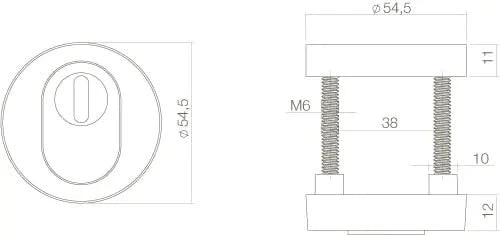 Intersteel veiligheidsrozet SKG3 kerntrekbeveiliging rond messing getrommeld detail