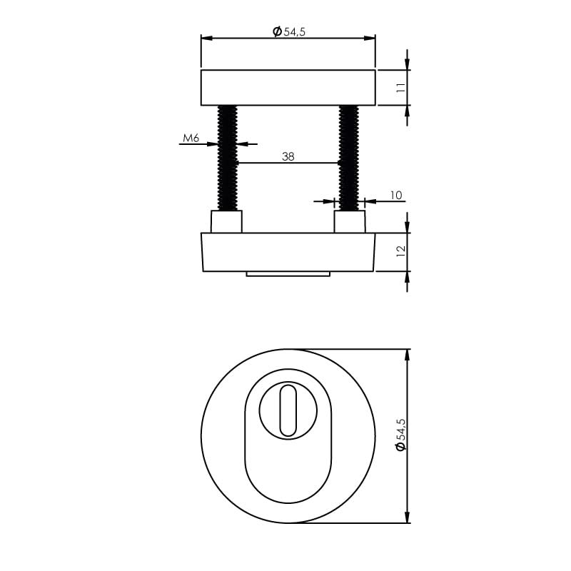 Intersteel Veiligheidsrozet met kerntrekbeveiliging SKG3 nikkel mat detail