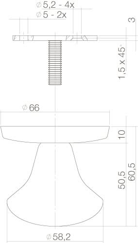 Intersteel voordeurknop paddenstoel RVS geborsteld – detail