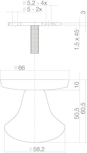 Intersteel voordeurknop paddenstoel mat zwart – detail