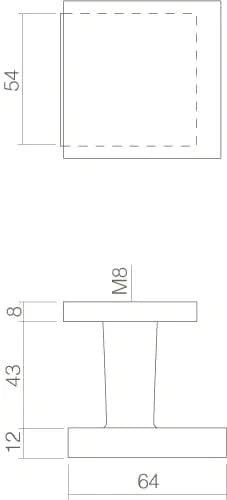 Intersteel voordeurknop vast verkropt vierkant mat zwart – detail
