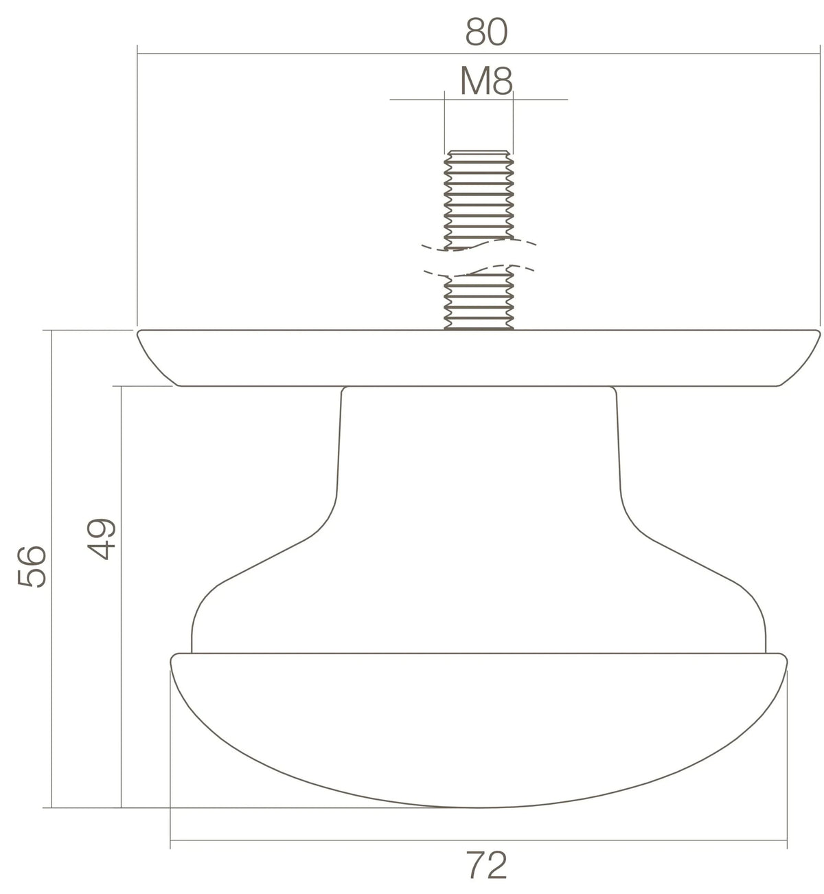 Intersteel Voordeurknop zwaar rond messing getrommeld detail