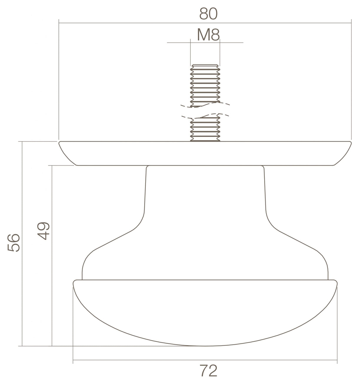 Intersteel voordeurknop zwaar messing ongelakt – detail