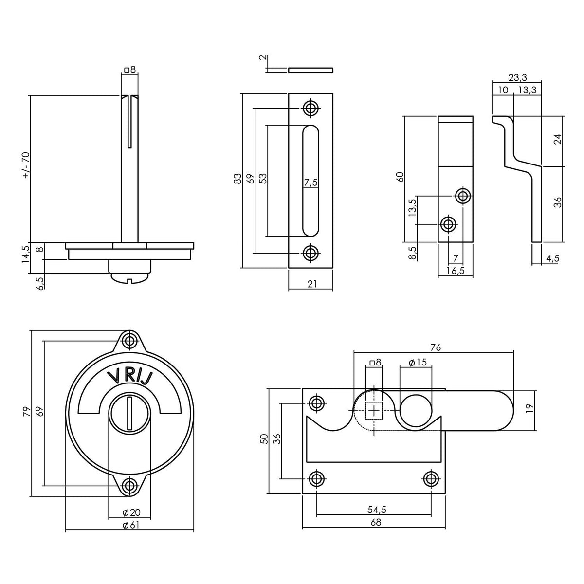 Intersteel WC-overslag vlak vrij/bezet chroom mat – detail