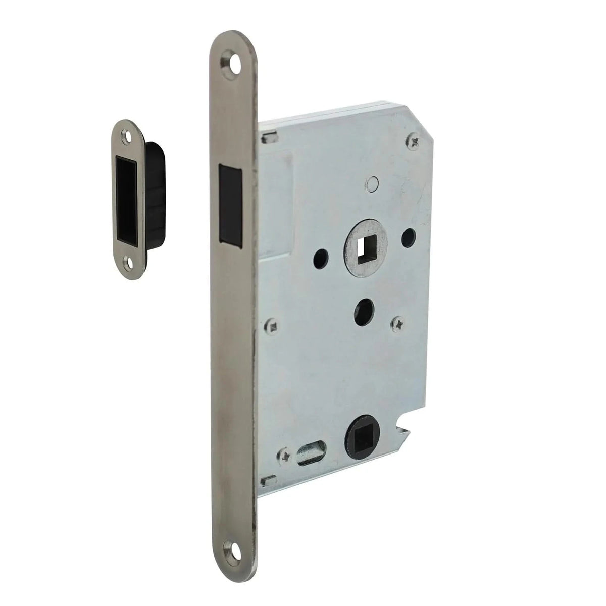 Intersteel woningbouw magneet badkamer-/toiletslot afgerond RVS - vooraanzicht