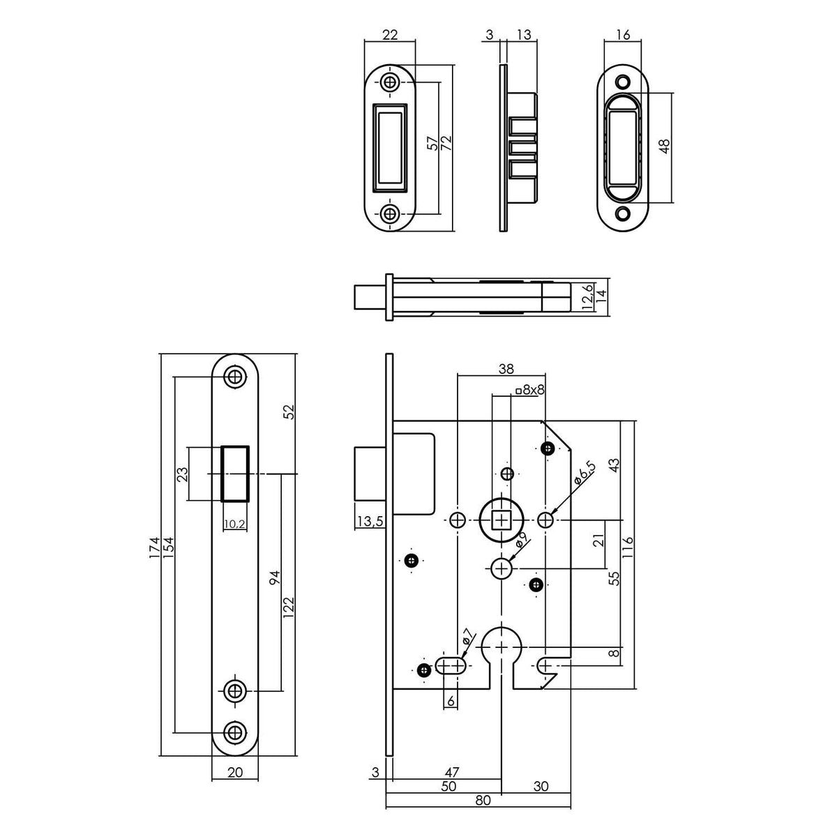 Intersteel woningbouw magneet cilinder dag- en nachtslot 55 mm rvs detail