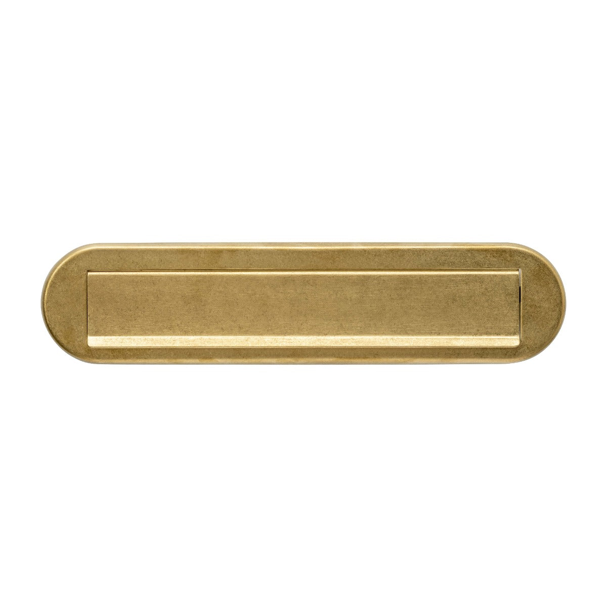 Intersteel brievenbus met klep messing getrommeld ovaal 340x80mm – vooraanzicht