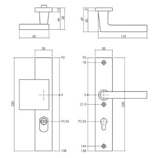 Intersteel veiligheidsbeslag voordeur rechthoekig aluminium F1 SKG3 detail