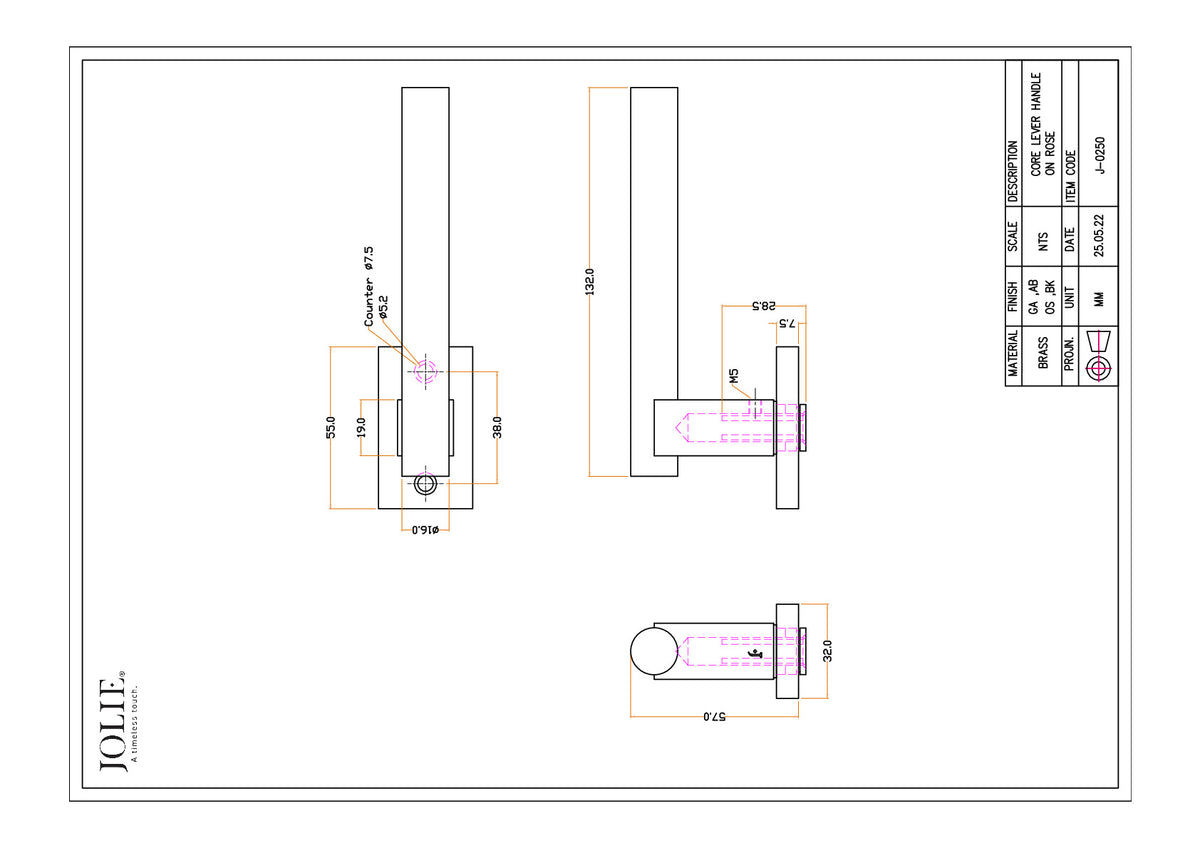 Jolie Core J-0250 technische tekening