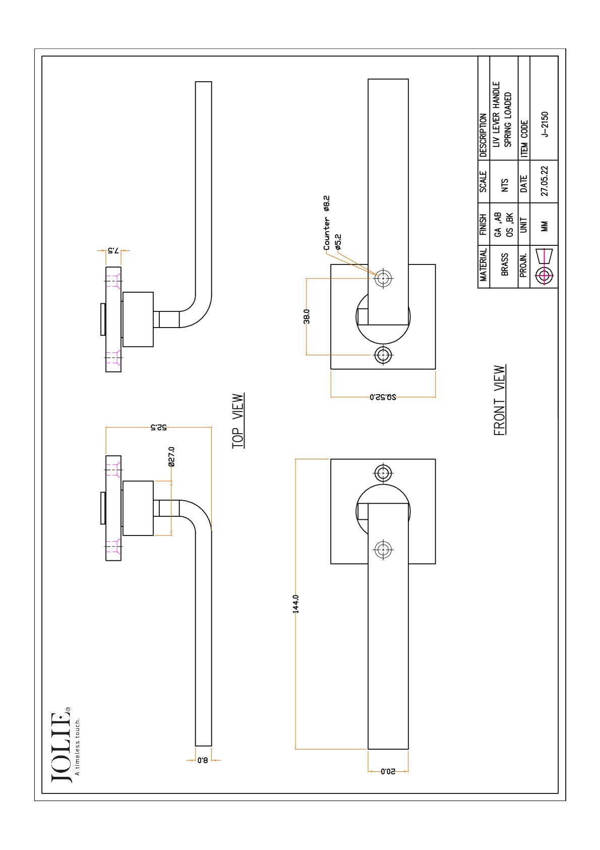 Jolie Liv J-2150 technische tekening