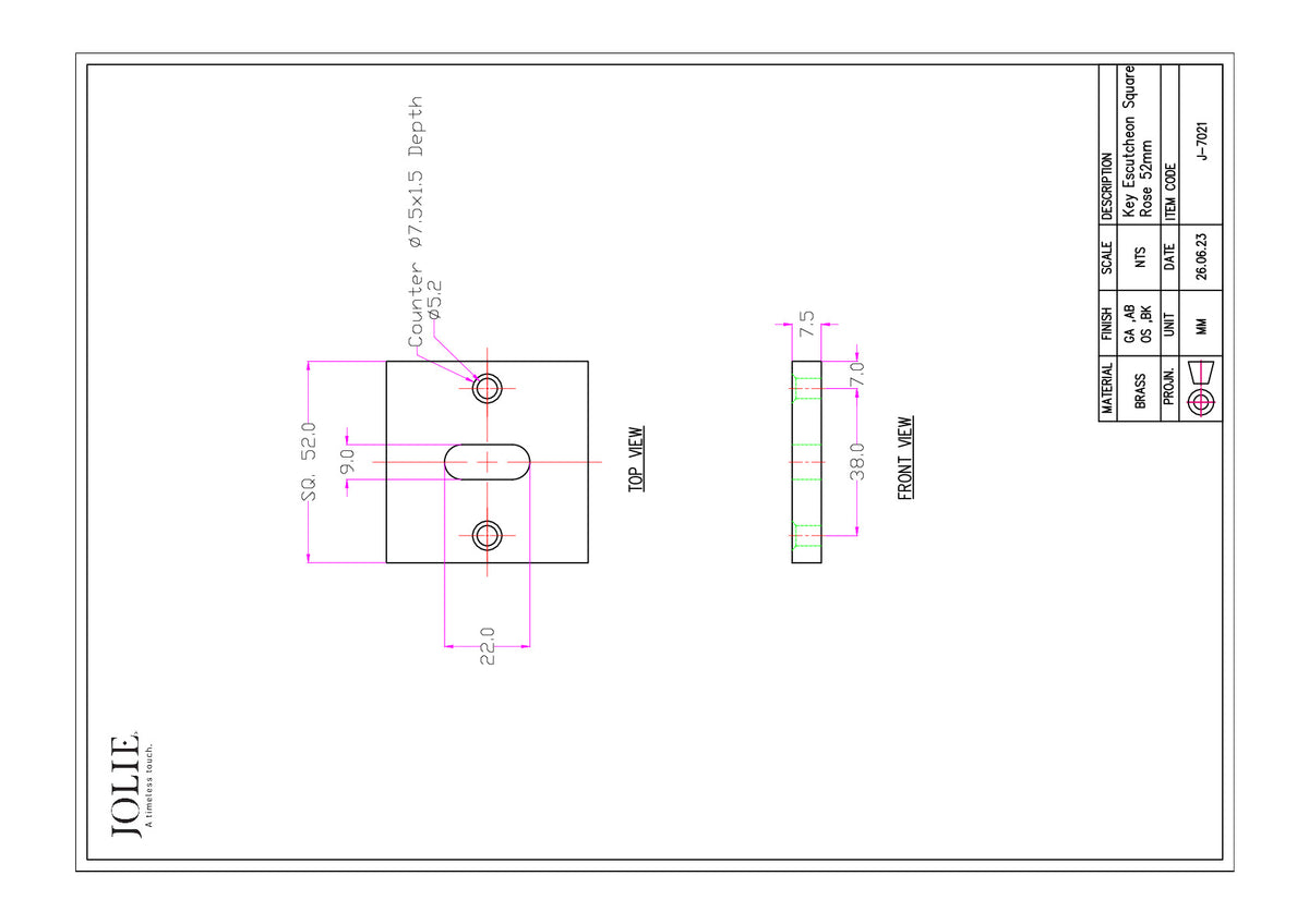 Jolie J-7021 technische tekening