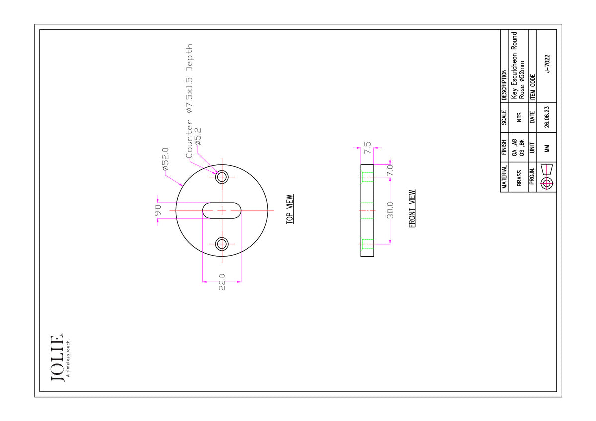 Jolie J-7022 technische tekening