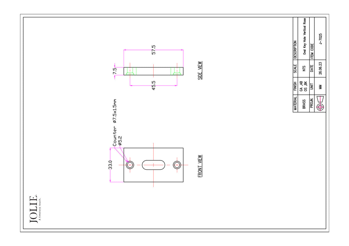 Jolie J-7025 technische tekening