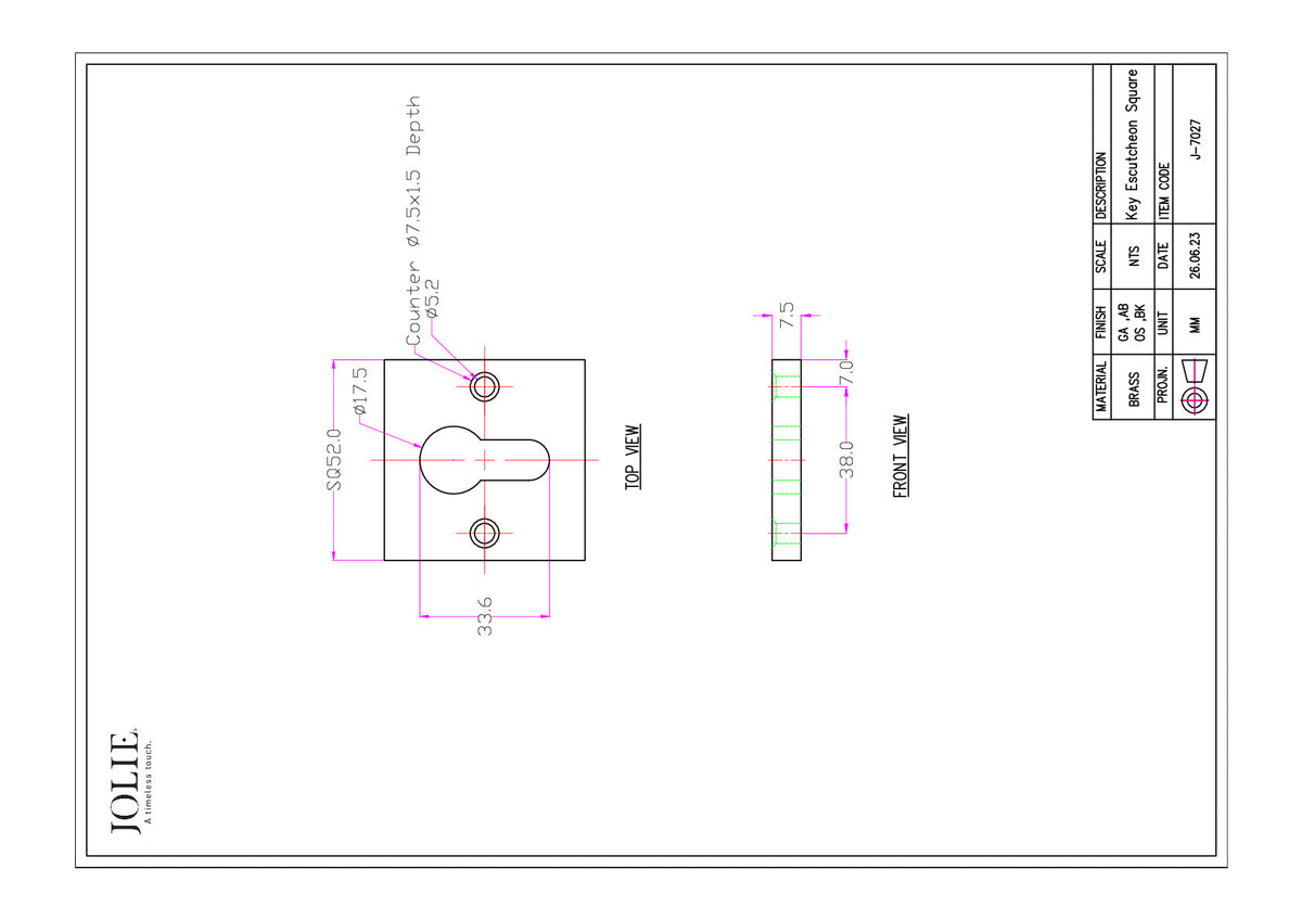 Jolie J-7027 technische tekening