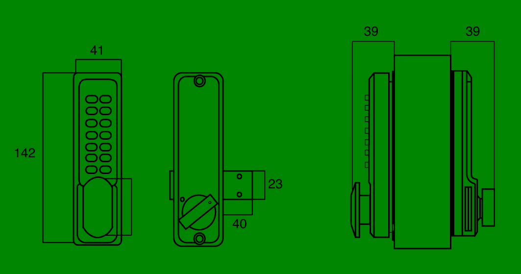 Dulimex mechanisch codeslot KNSV-1150 satijn chroom detail