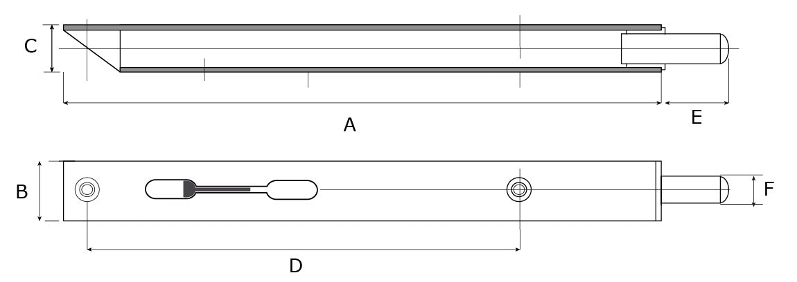 Dulimex DX bascule kantschuif type 872 200 mm staal verzinkt - technische tekening