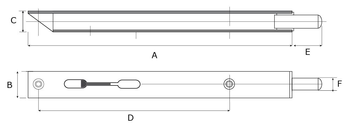 Dulimex DX bascule kantschuif type 872 400 mm staal verzinkt - technische tekening
