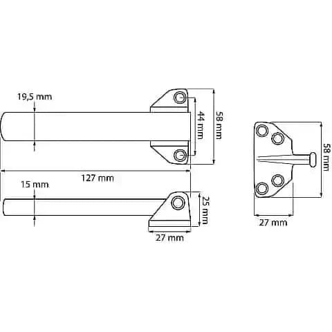 Dulimex DX kierstandhouder – technische tekening