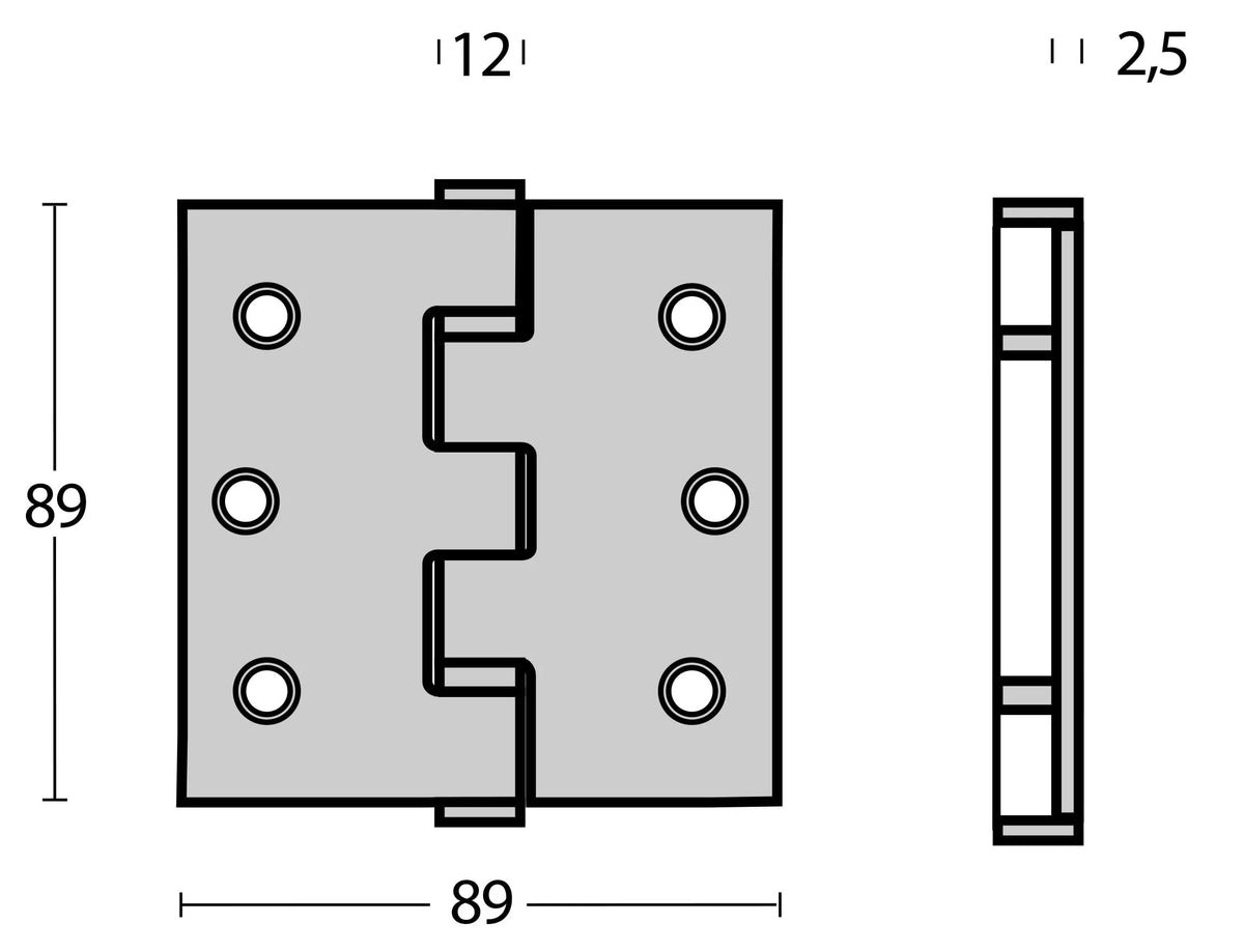 Intersteel kogellagerscharnier 89x89 mm rechte hoek rvs geborsteld – detail