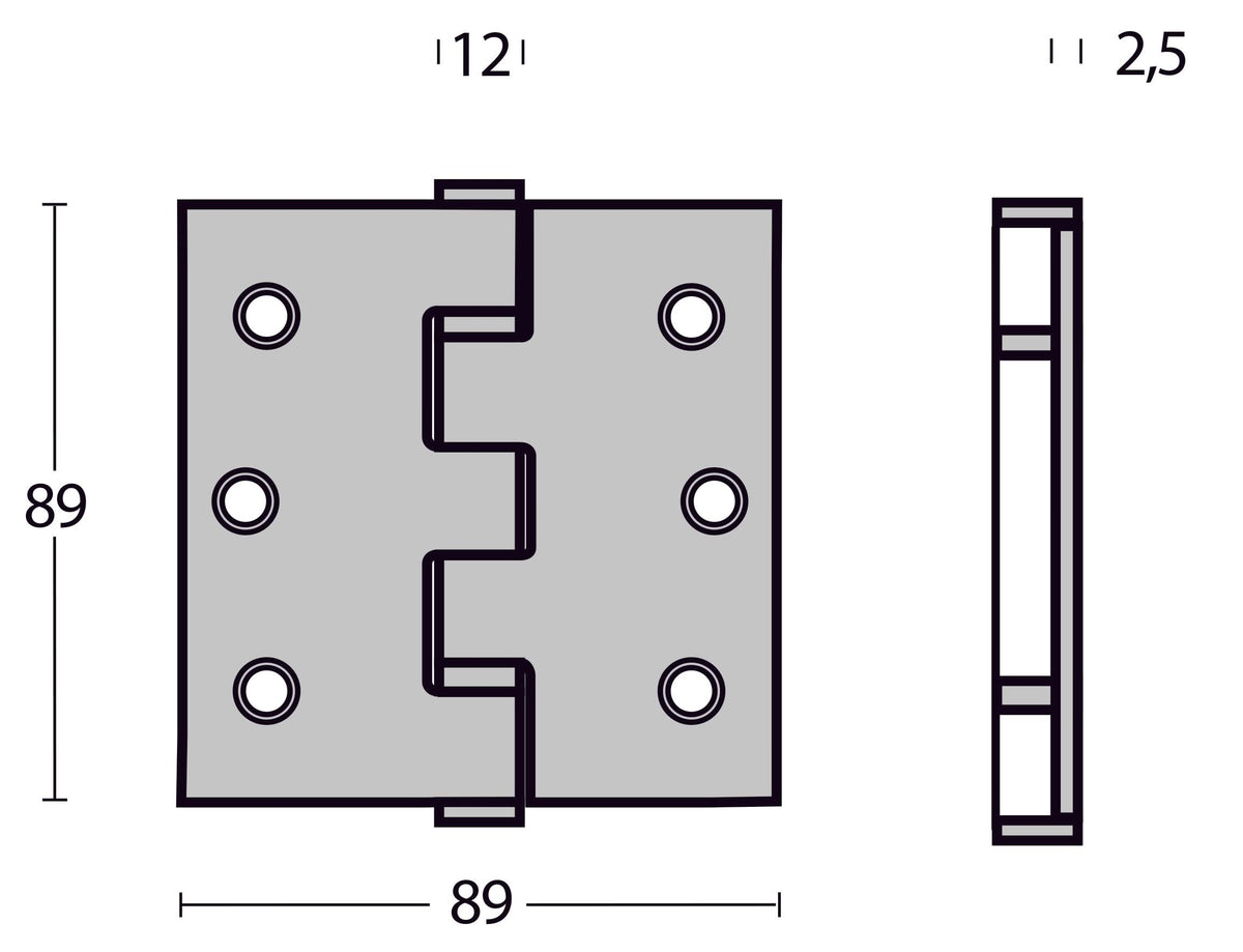 Intersteel kogellagerscharnier 89x89 mat zwart - detailweergave