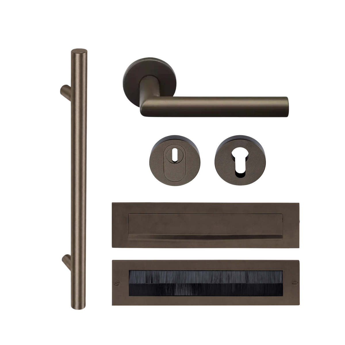 Formani complete voordeurset greep/kruk brons BASICS LB2-19 - vooraanzicht