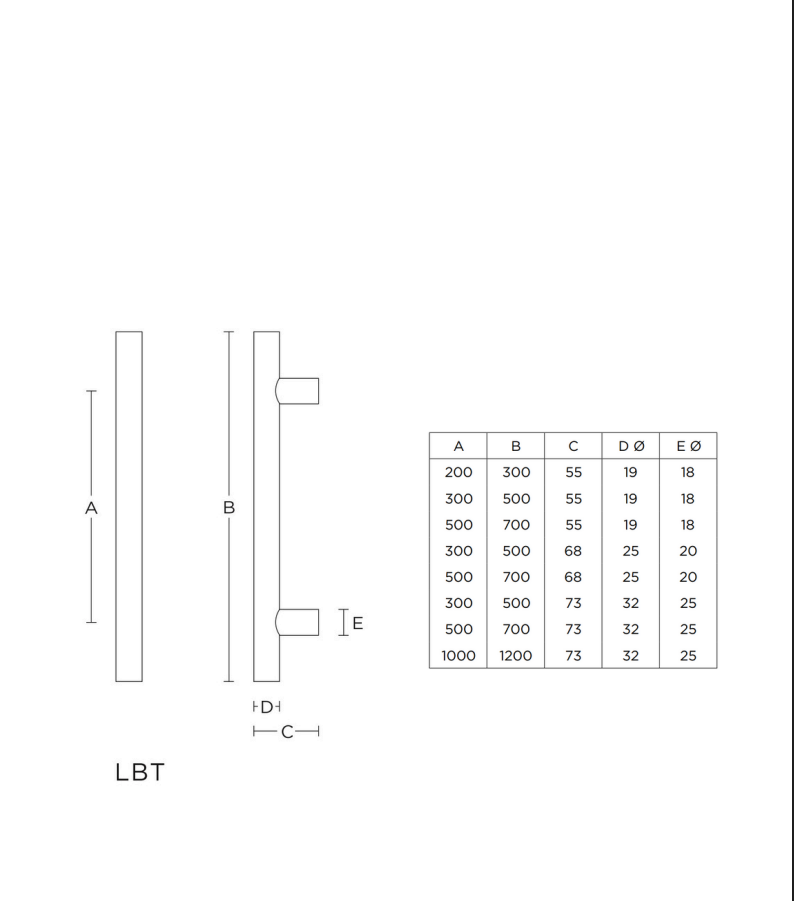 Formani LBT-S deurgreep mat roestvast staal detail