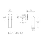 FORMANI LB10H-DK-O draaikiepgarnituur mat zwart technische maattekening