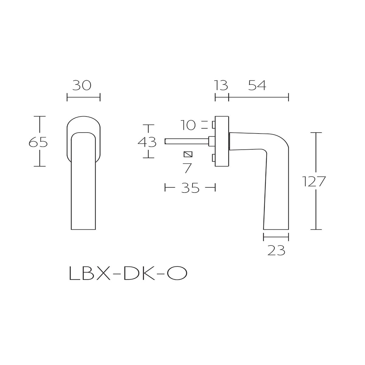 FORMANI LB10H-DK-O draaikiepgarnituur mat zwart technische maattekening