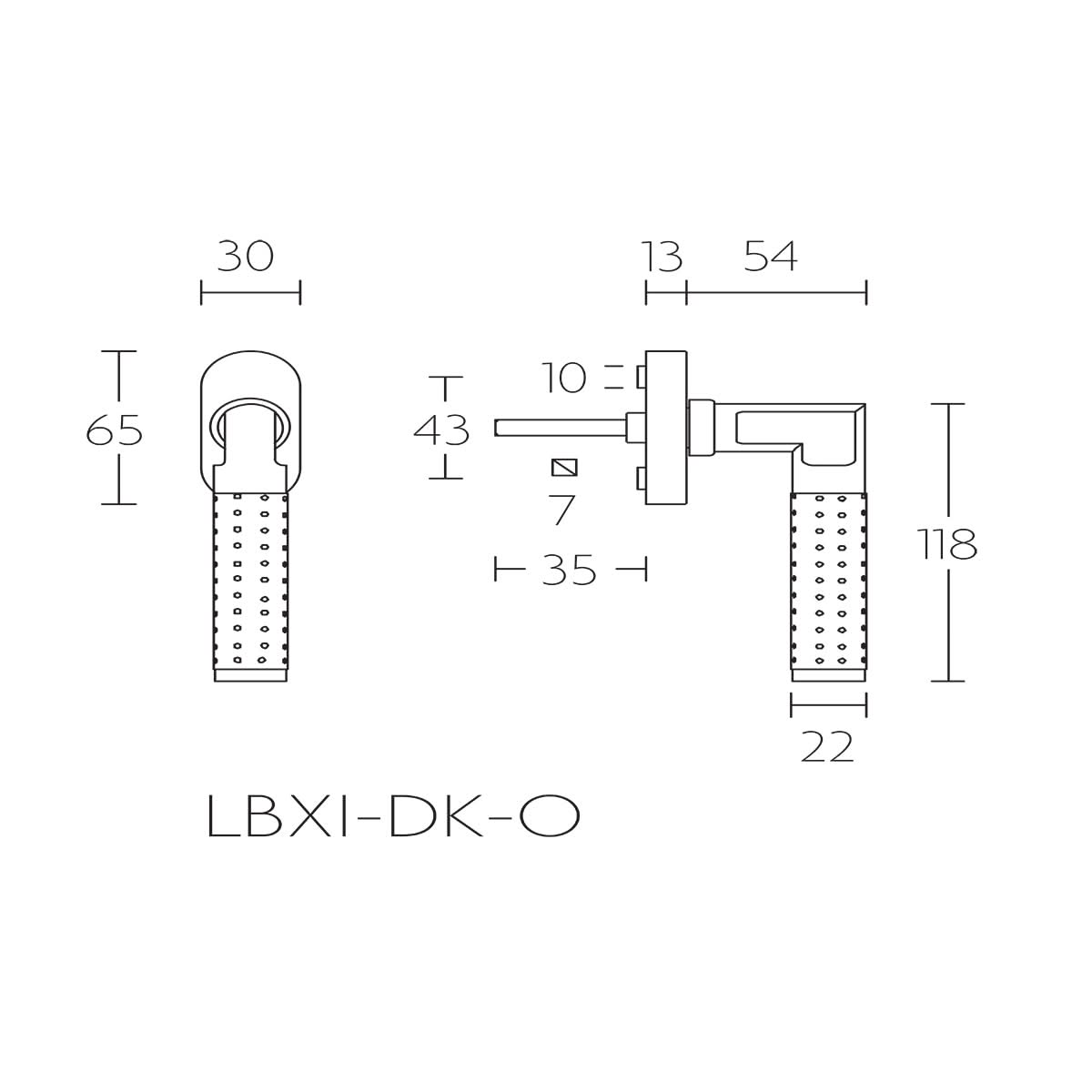 FORMANI LB21H-DK-O draaikiepgarnituur PVD licht brons technische maattekening
