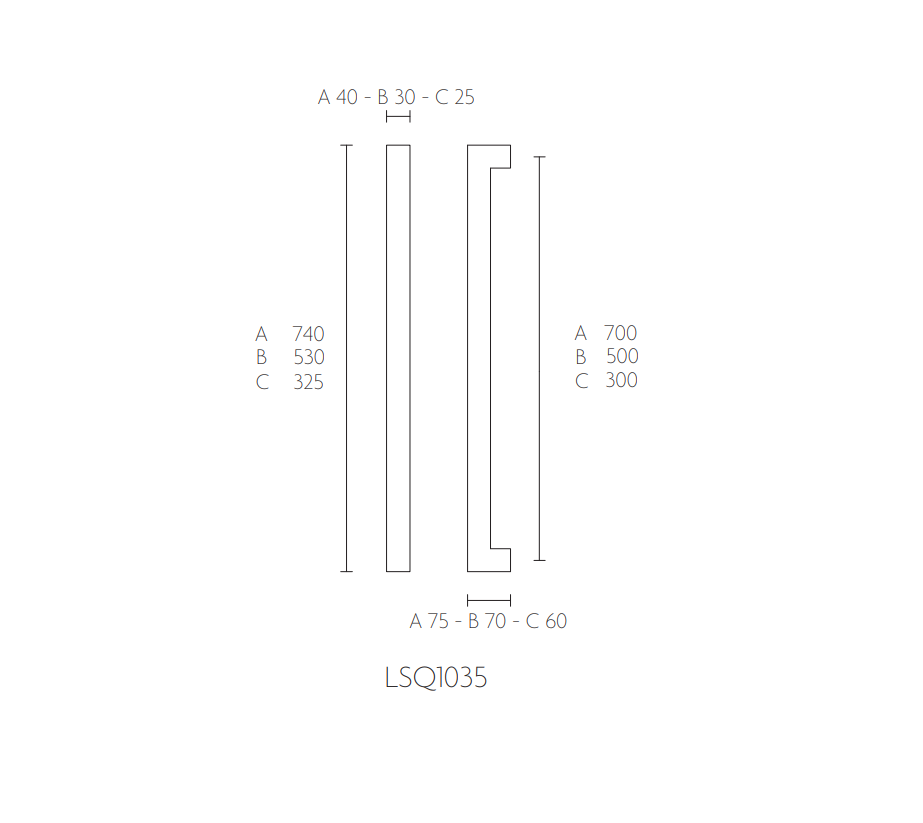 Formani LSQ1035C voordeurgreep mat zwart, detail