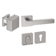 Hardbrass voordeurset Quadro 60 RVS geborsteld - vooraanzicht