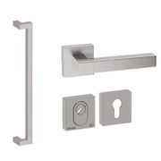 Hardbrass voordeurset Denver S 600 RVS geborsteld - vooraanzicht