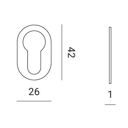 Nuda cilinderplaatjes 26×42 mm mat zwart – detail
