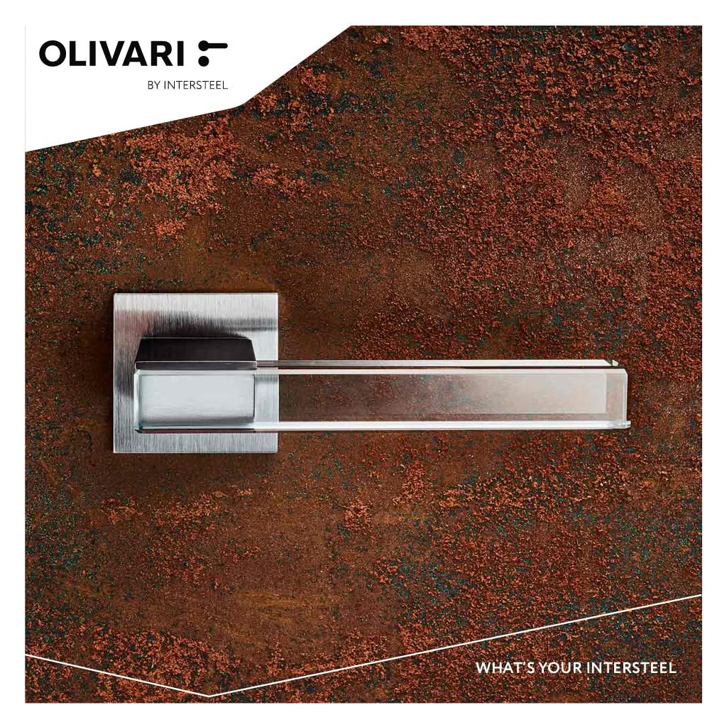 Olivari deurkruk Ice Cube chroom mat transparant detail