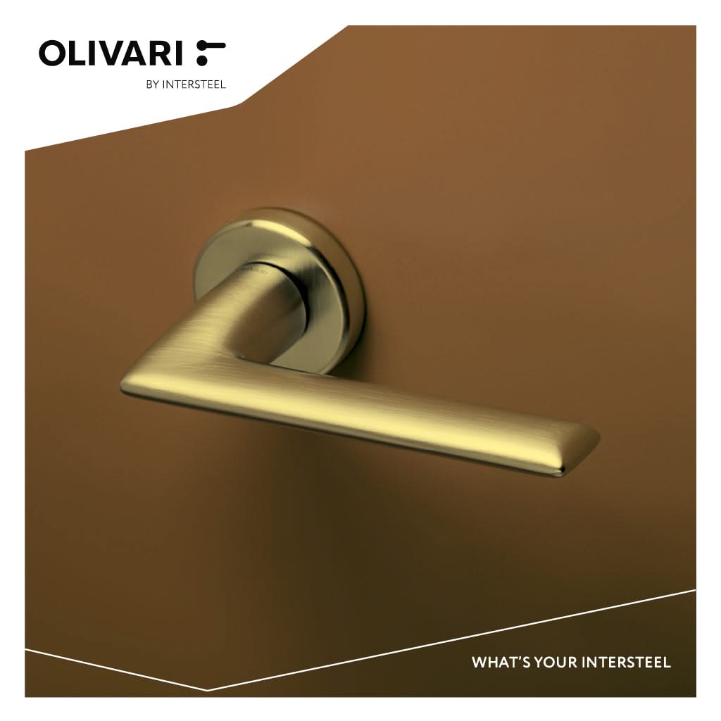 Olivari deurkruk Tecno messing mat titaan PVD detail
