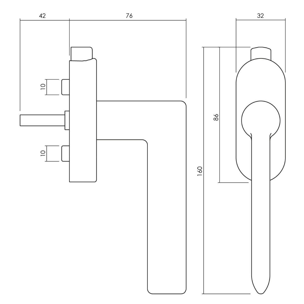 Olivari raamkruk Tecno Messing mat titaan PVD detail