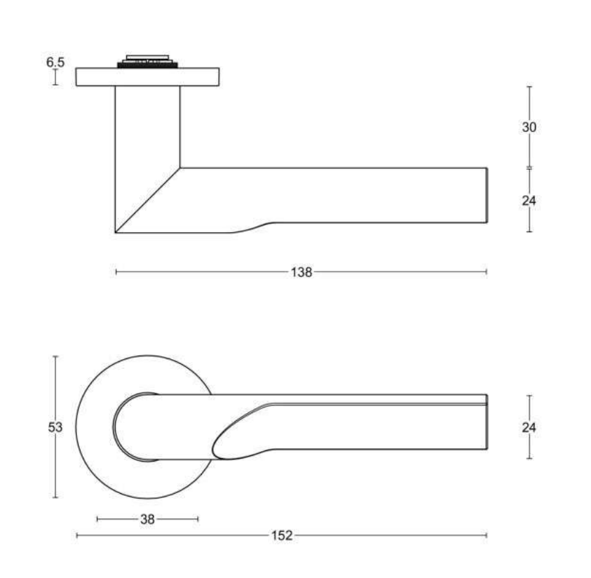 Formani Gensler deurkruk GL101-G op rozet in PVD mat goud – detail
