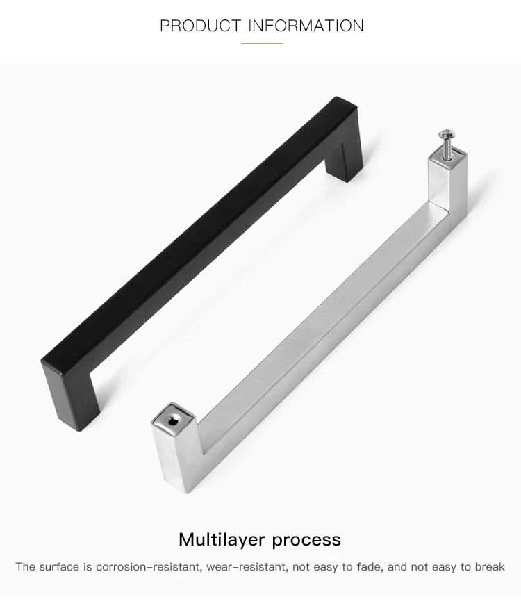 Moderne vierkante meubelgreep 128 mm RVS – maatvoering