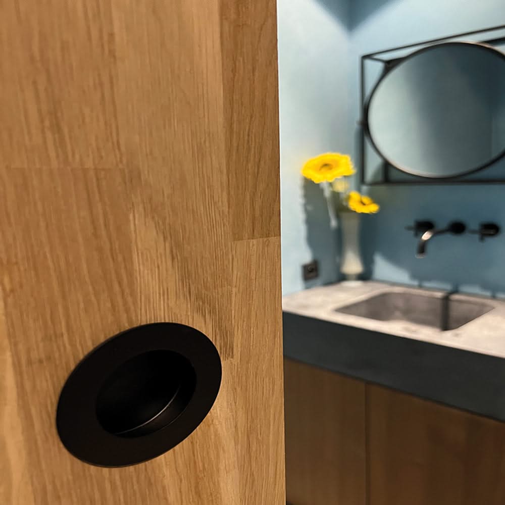 HDD Pro schuifdeurkom rond inox look – detail