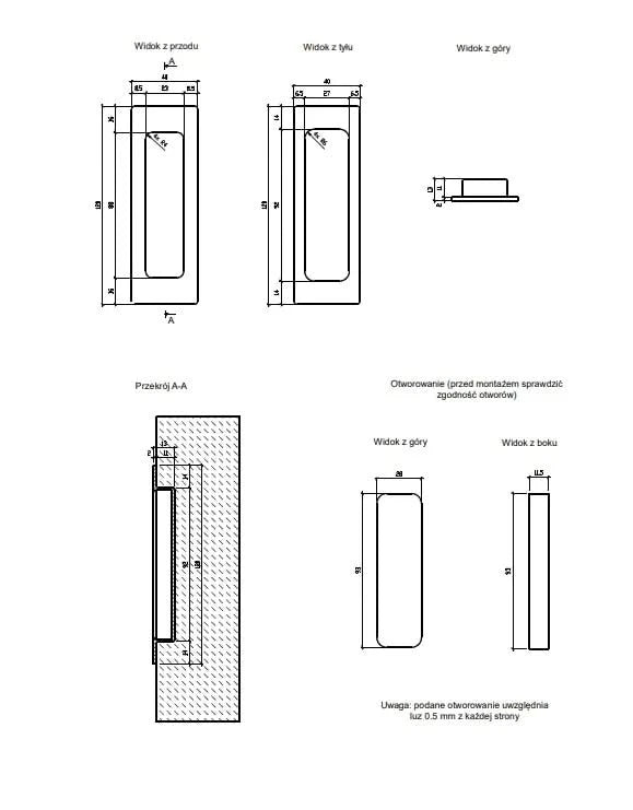STERK schuifdeurkom 1716 technische maattekening met afmetingen