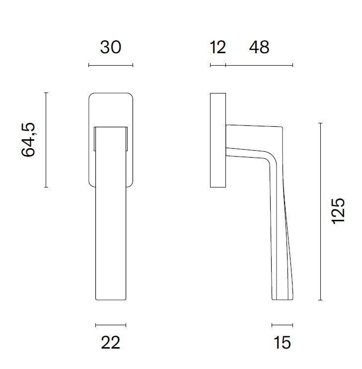 STILE raamkruk Lima Q technische tekening met afmetingen
