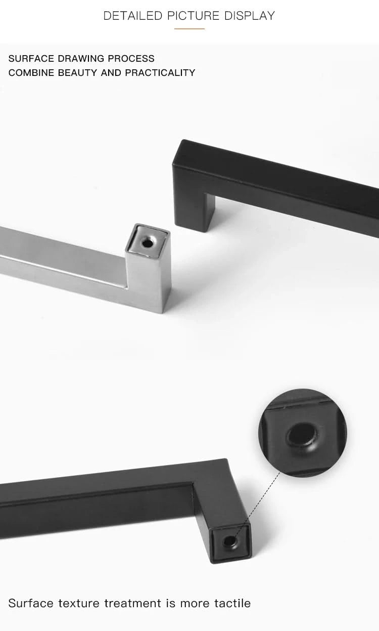 Moderne vierkante meubelgreep 128 mm RVS – zijaanzicht