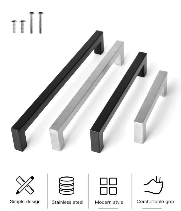 Moderne vierkante meubelgreep 128 mm RVS – detail van het profiel