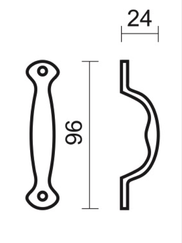 HDD Pro meubelgreep Old Silver 96mm maatvoering detail